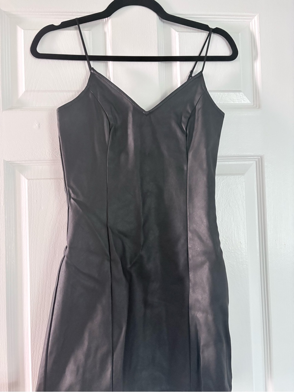 Abercrombie & Fitch Black Faux-Leather Slip Dress
